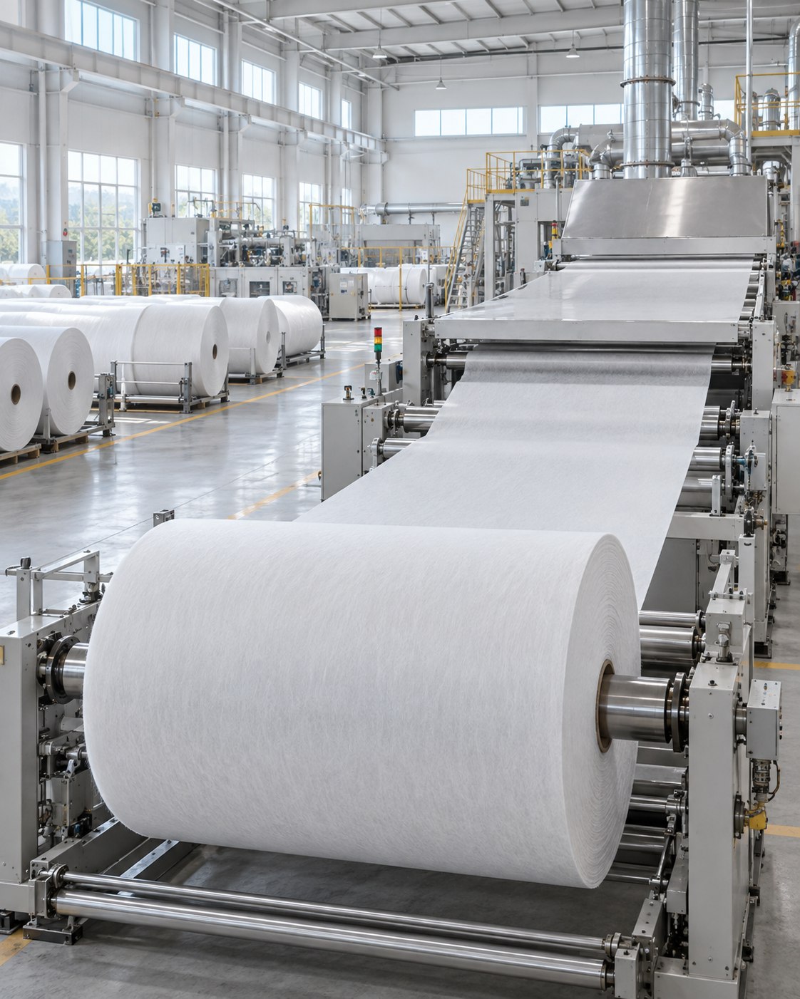 nonwoven fabric production workshop and scroll equipment